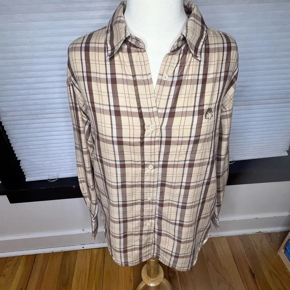 Peacebird Style Grunge Plaid‎ Buttondown Shirt - Picture 2 of 8